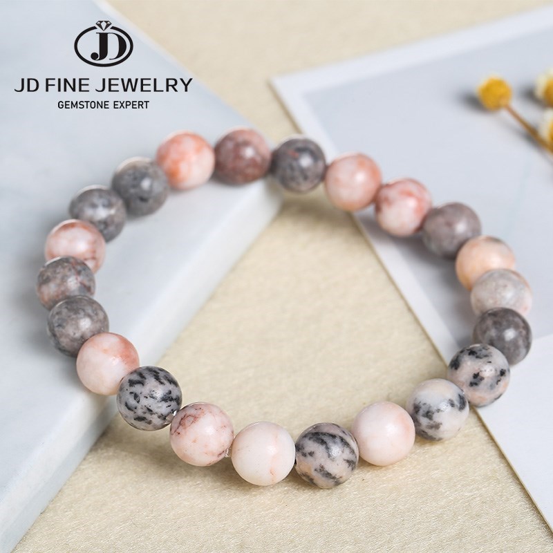 Yoga Fitness Tracker - JD Natural Pink Zebra Jasper Stone
