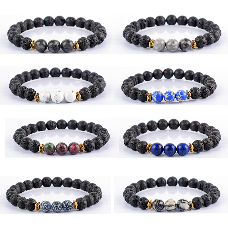 Yoga Fitness Tracker - Fashion Tiger Eye Lava Bracelet for