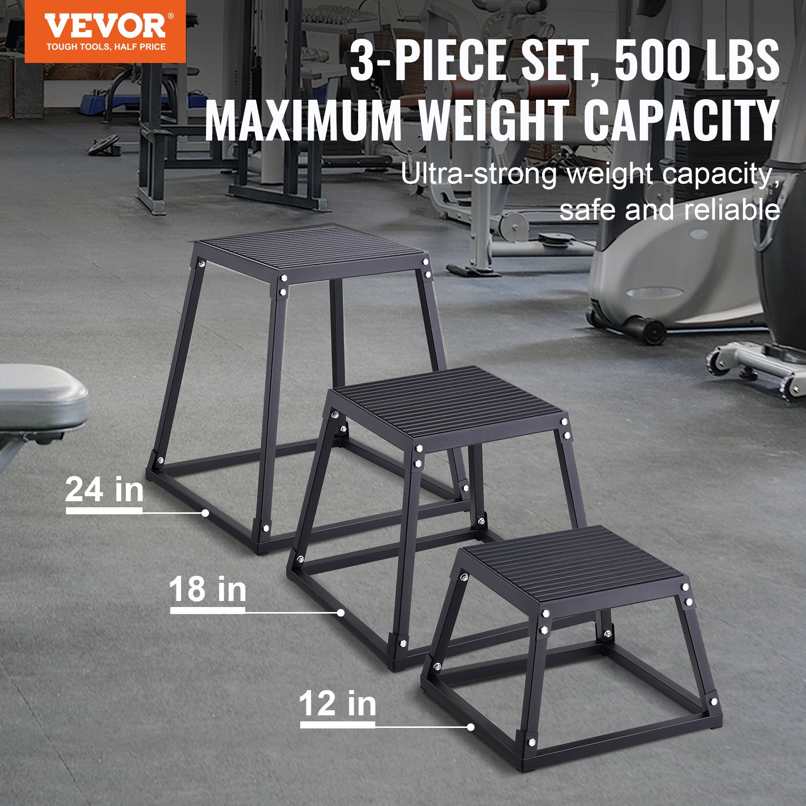 Plyo Jump Box - Plyometric Jump Boxes, 12/18/24 Inch Plyo