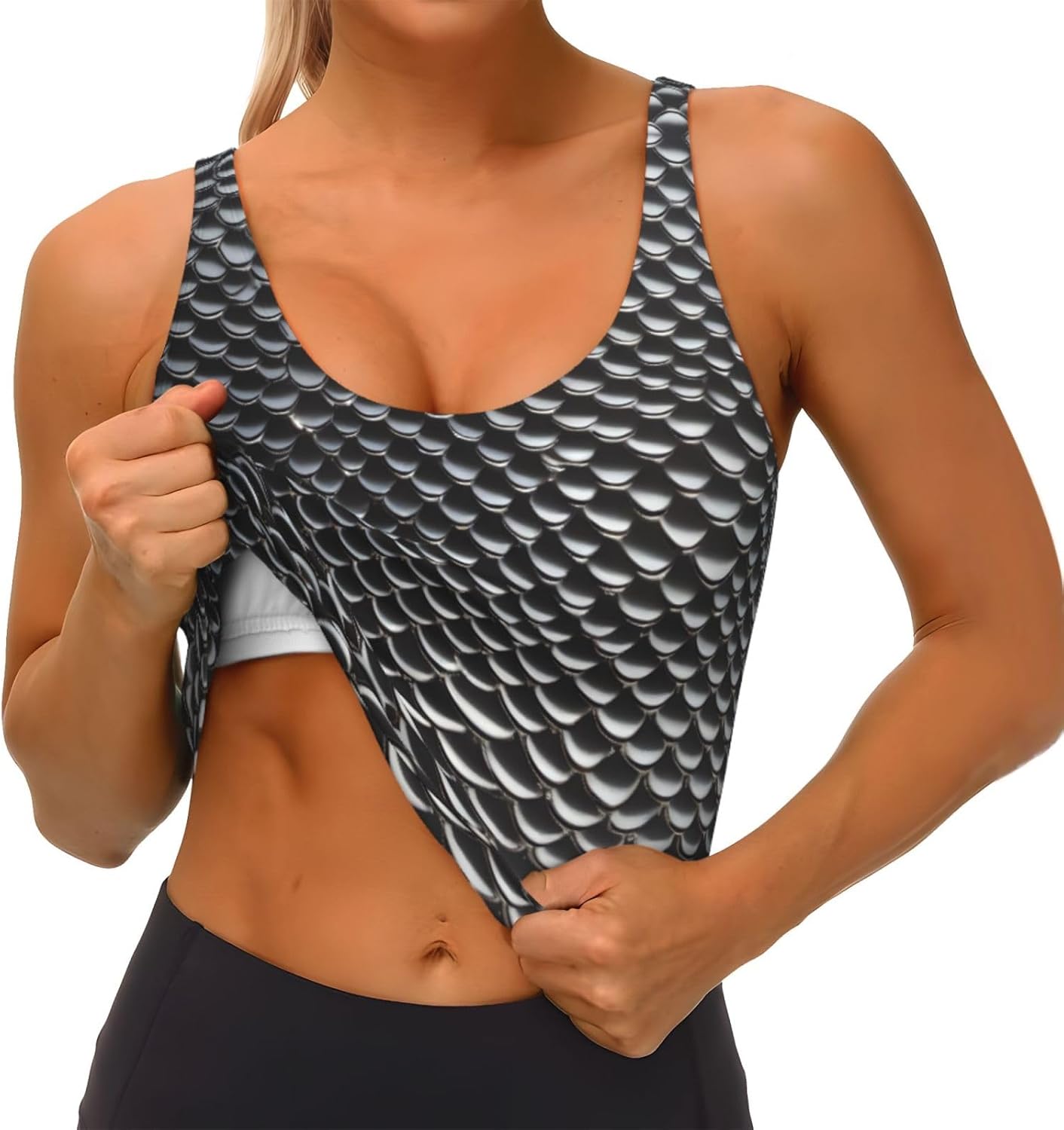 Silver fish scale Printed Wome - Yoga Fitness Women บทวิจารณ์และราคา