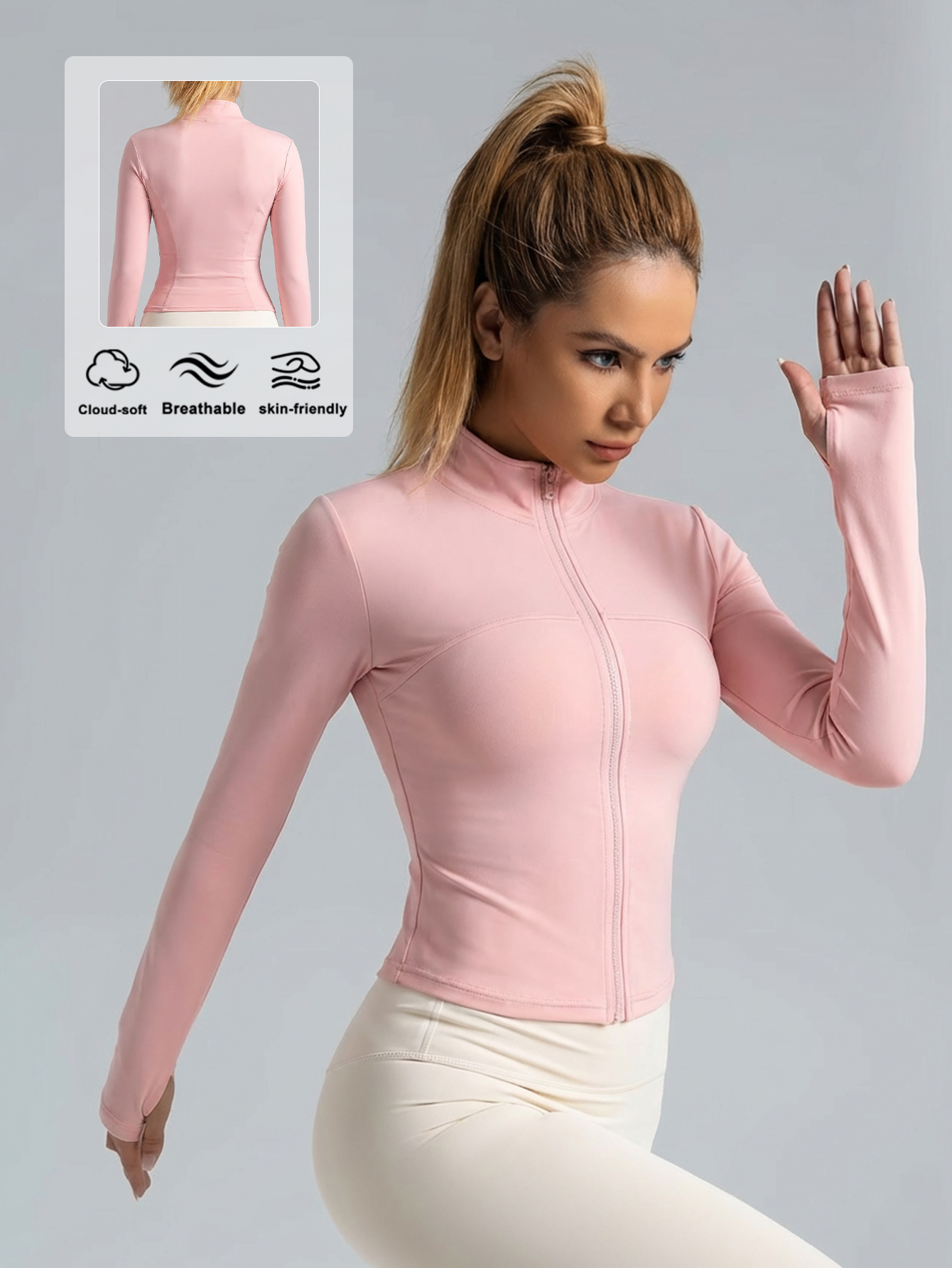 New Women Light pink Yoga Coat - Yoga Fitness Women บทวิจารณ์และราคา