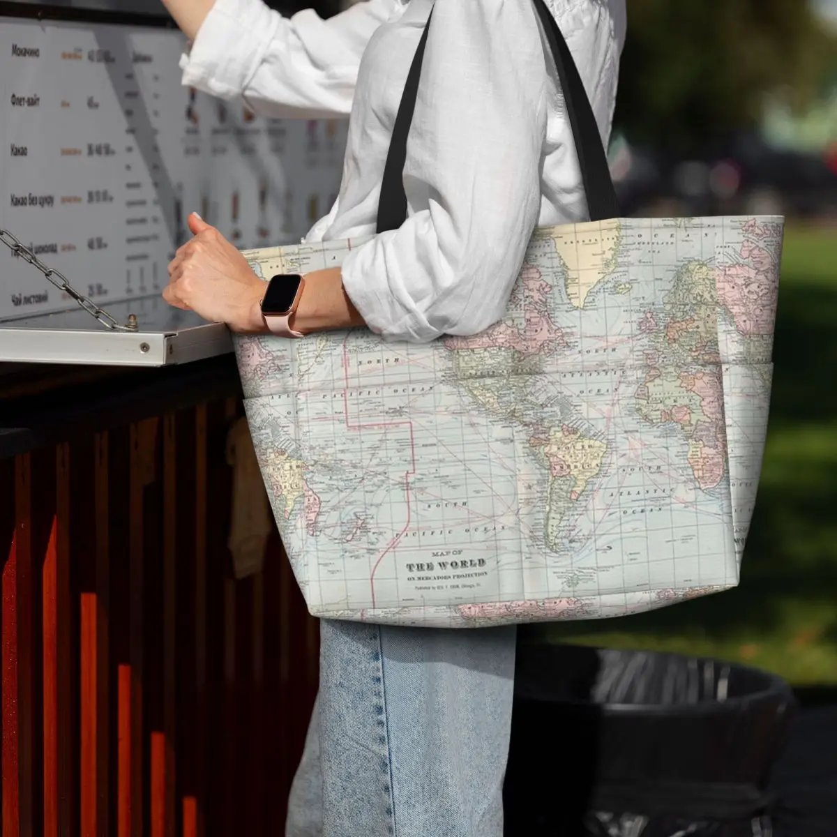 Vintage World Map 1901 Beach T - Yoga Fitness World บทวิจารณ์และราคา