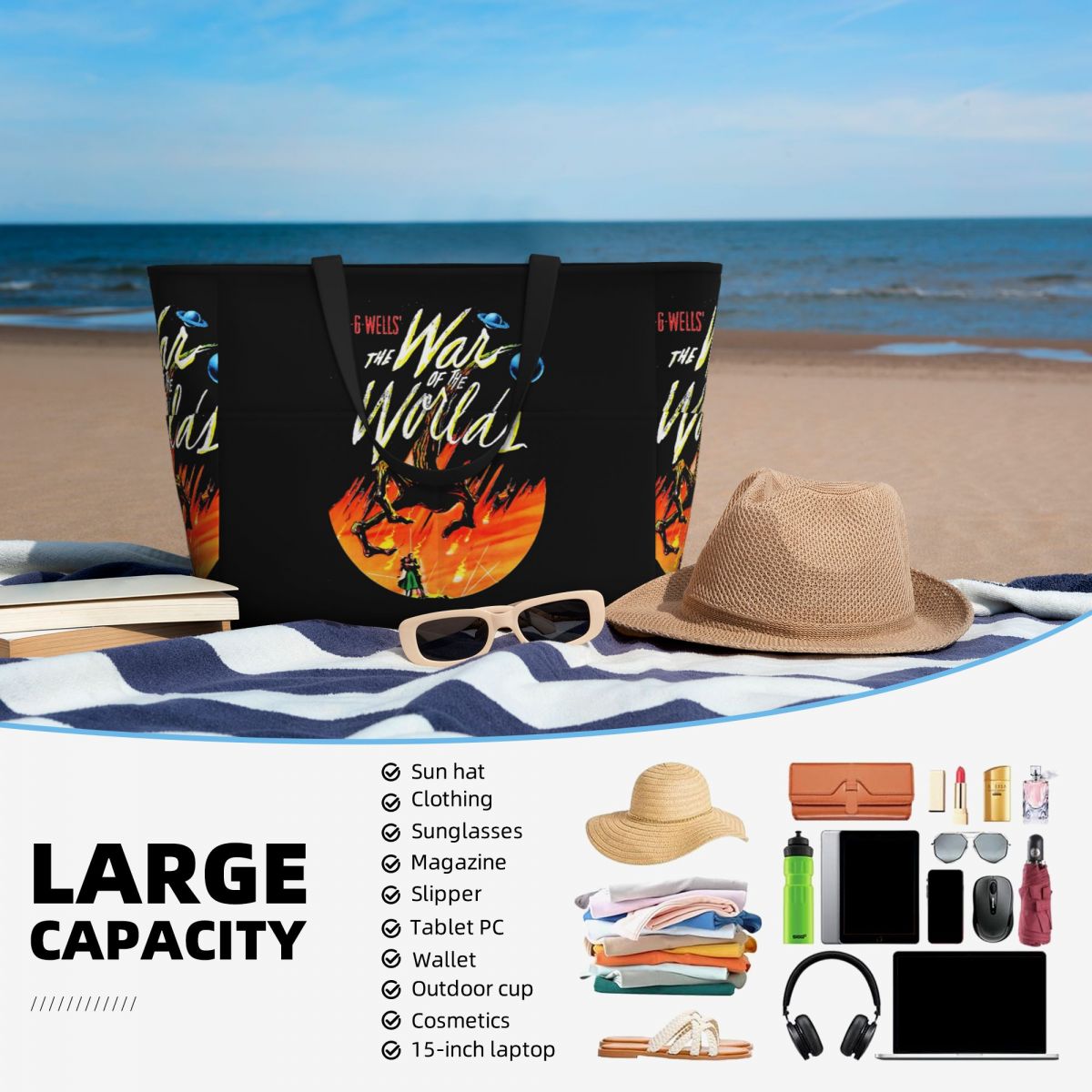 War Of The Worlds Beach Tote B - Yoga Fitness World บทวิจารณ์และราคา