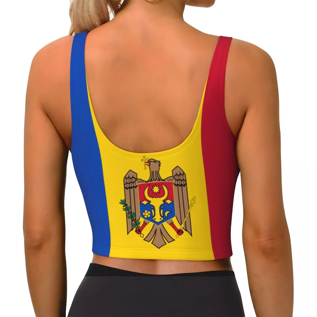 Moldova Flag Basic Tops Women  - Yoga Fitness Women บทวิจารณ์และราคา