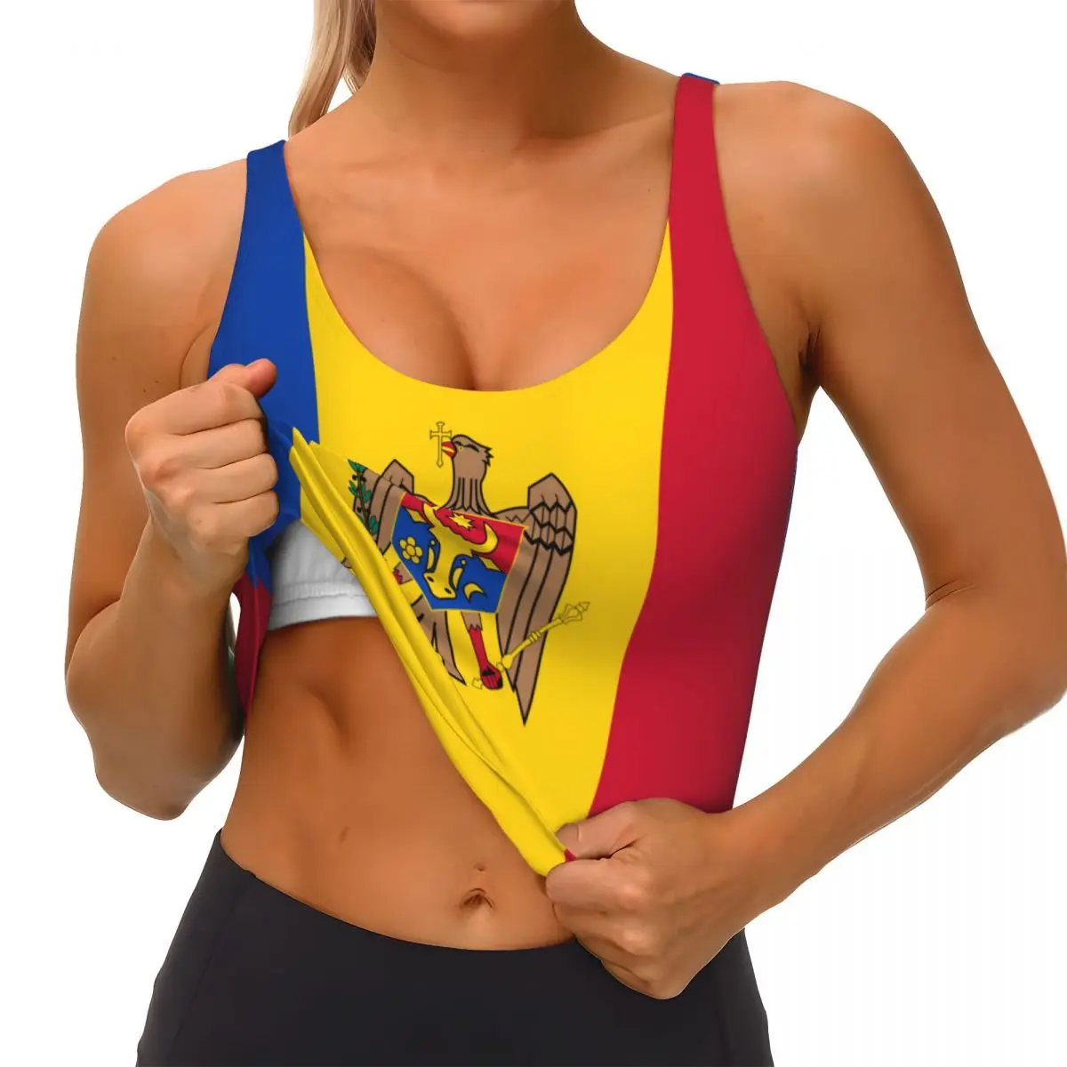 Moldova Flag Basic Tops Women  - Yoga Fitness Women บทวิจารณ์และราคา