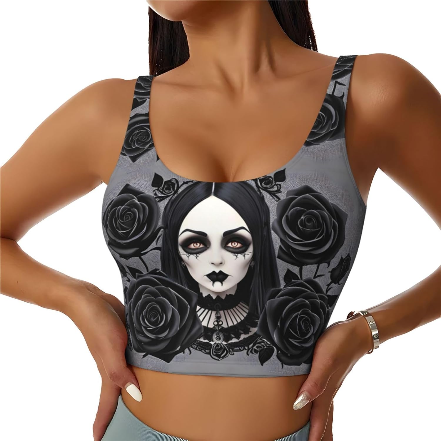 gothic black roses Printed Wom - Yoga Fitness Women บทวิจารณ์และราคา