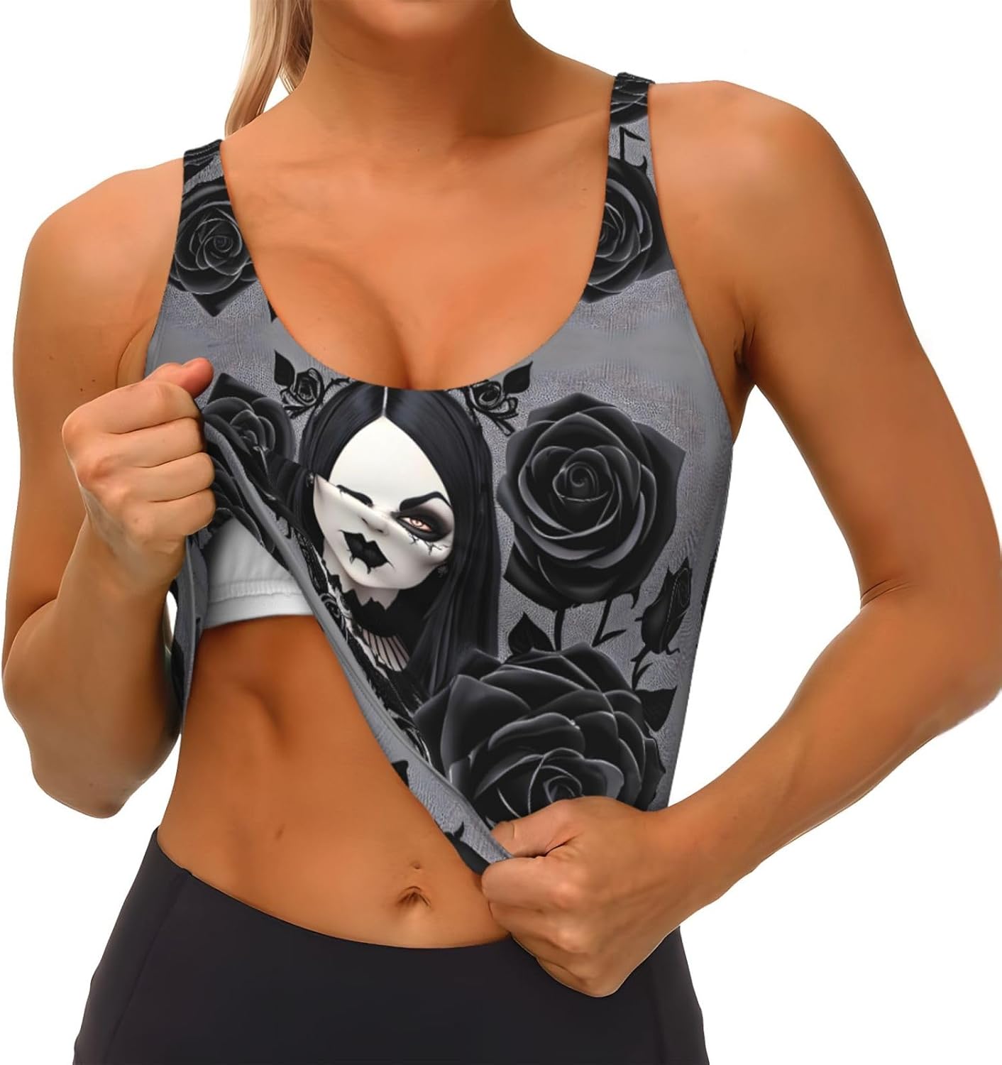 gothic black roses Printed Wom - Yoga Fitness Women บทวิจารณ์และราคา