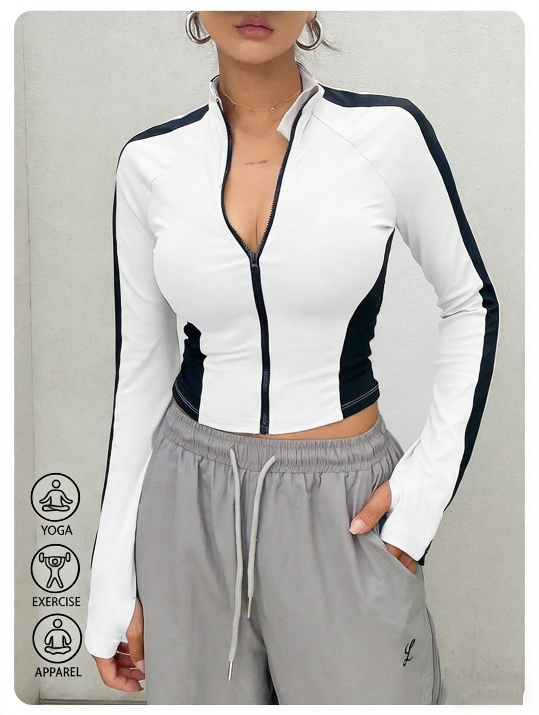 Yoga Clothes Stand Up Collar J - Yoga Fitness Women บทวิจารณ์และราคา