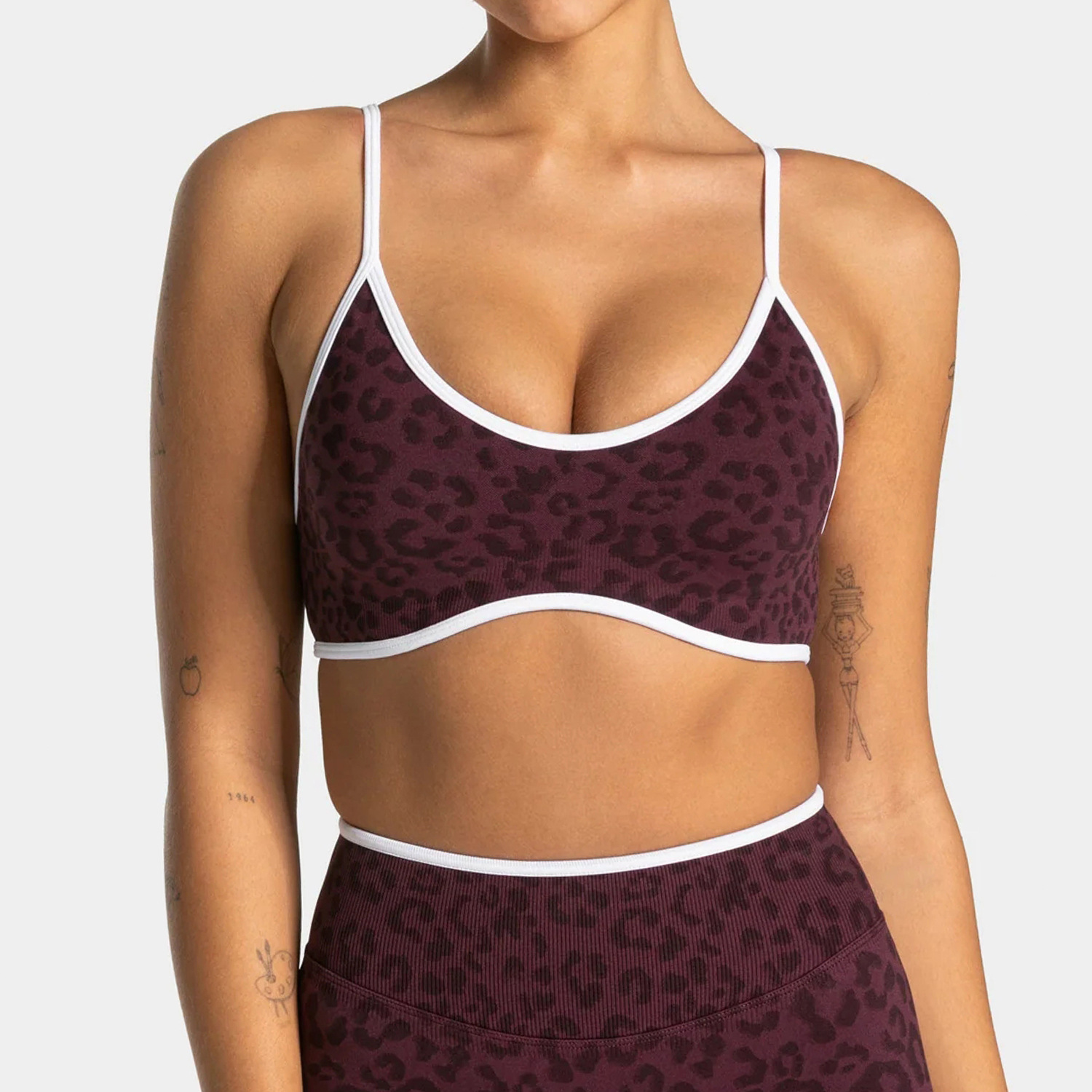Leopard Print Color-Block Bra  - Yoga Blocks บทวิจารณ์และราคา