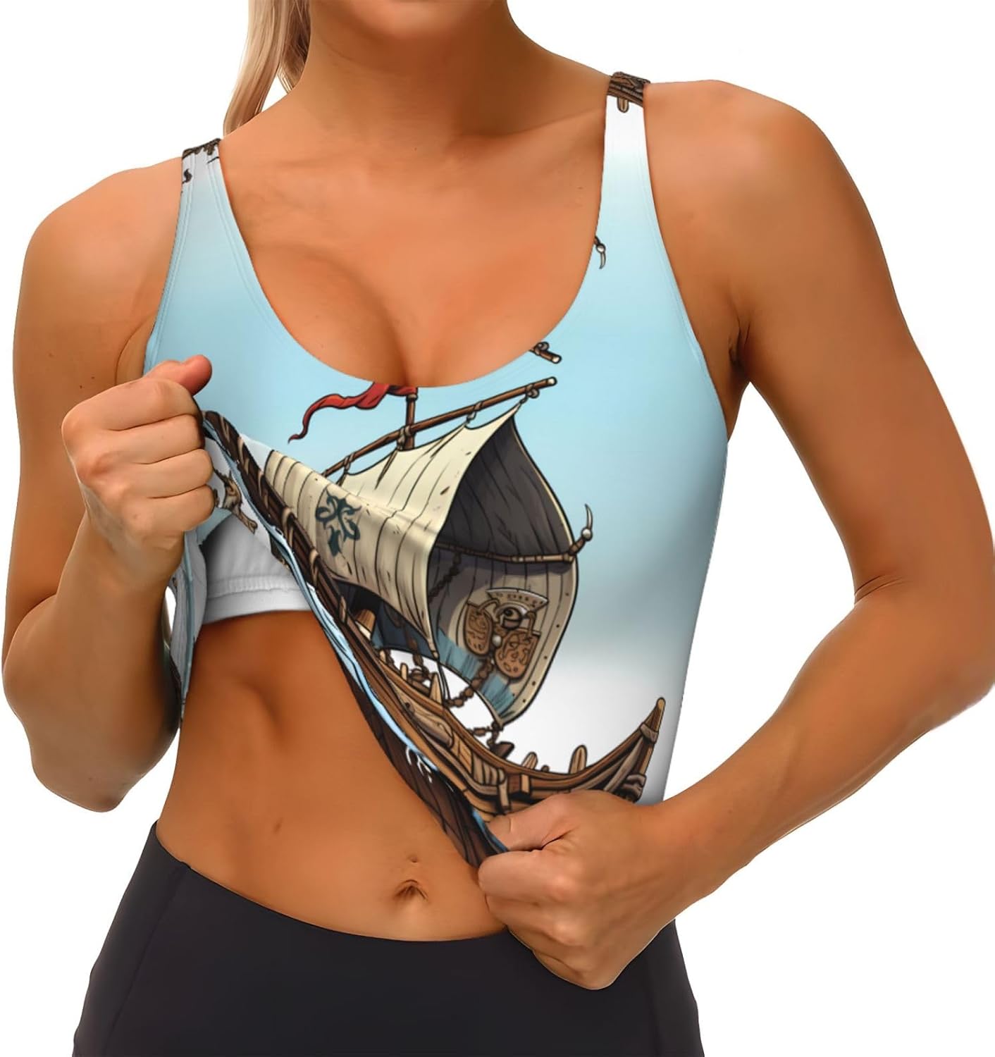 Cartoon Old Boat Prints Women' - Yoga Fitness Women บทวิจารณ์และราคา