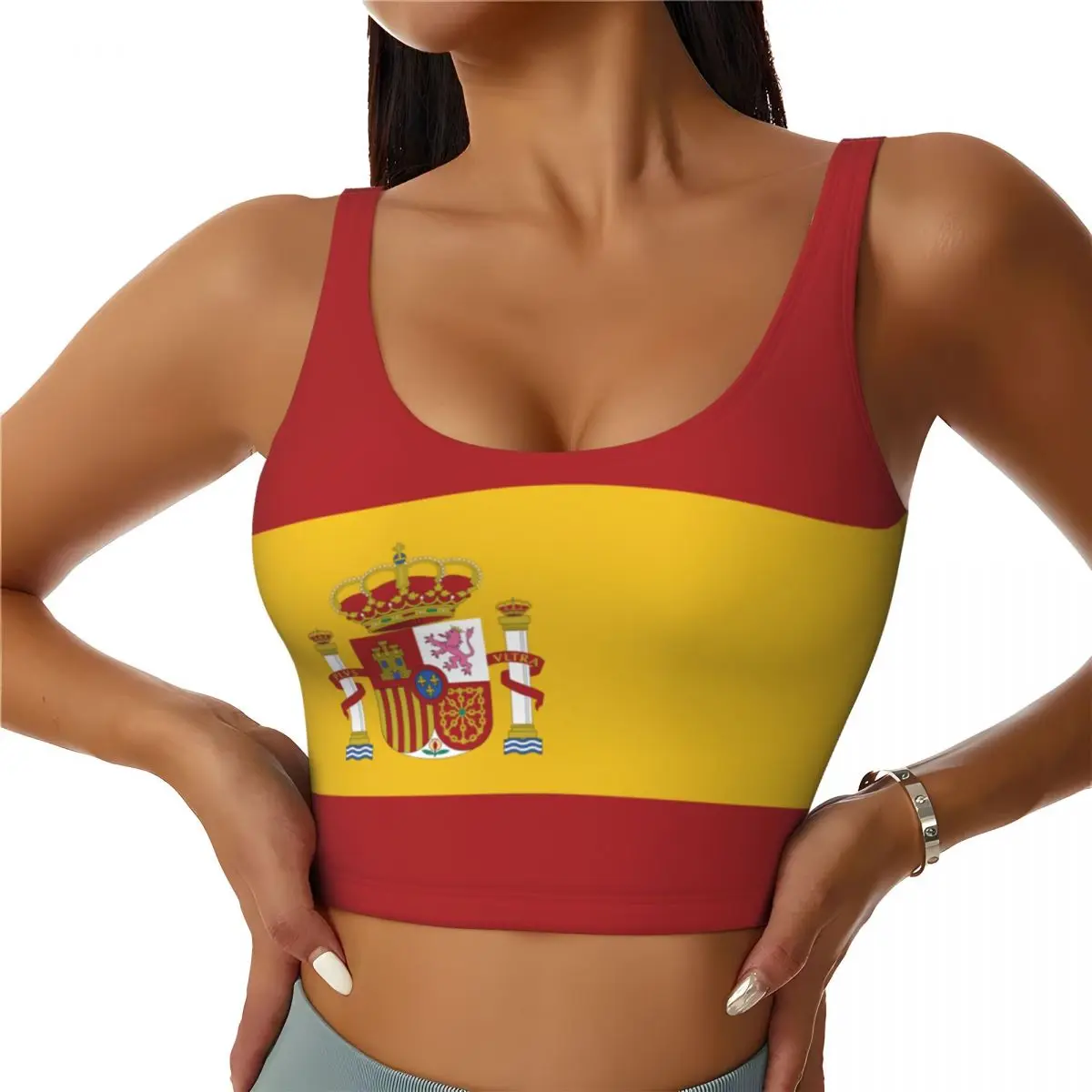 Spain Flag Basic Tops Women Sa - Yoga Fitness Women บทวิจารณ์และราคา